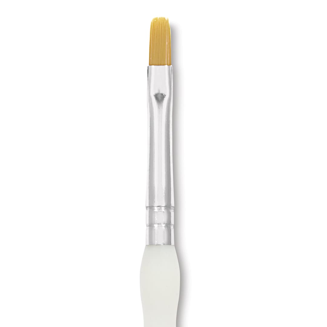 Open in modal - Royal & Langnickel Soft Grip Golden Taklon Brush - Shader, Short Handle, Size 4, close-up
