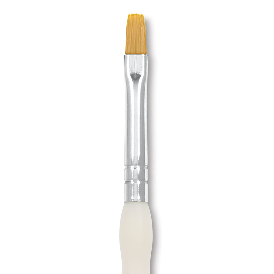Open in modal - Royal & Langnickel Soft Grip Golden Taklon Brush - Shader, Short Handle, Size 6, close-up
