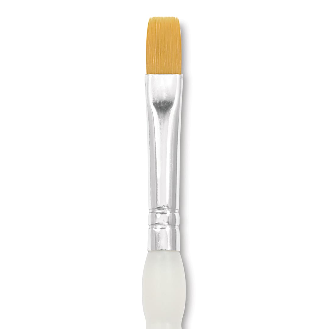 Open in modal - Royal & Langnickel Soft Grip Golden Taklon Brush - Shader, Short Handle, Size 10, close-up