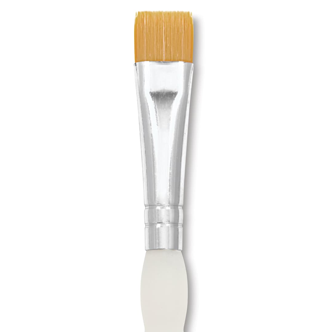 Open in modal - Royal & Langnickel Soft Grip Golden Taklon Brush - Short Shader, Short Handle, Size 12, close-up