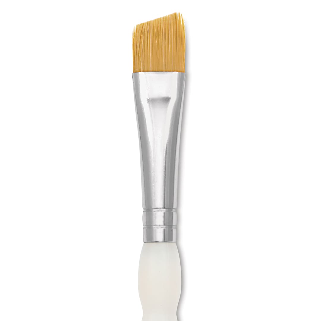 Open in modal - Royal & Langnickel Soft Grip Golden Taklon Brush - Angular, Short Handle, Size 1/2", close-up