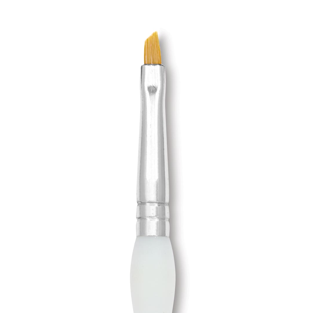 Open in modal - Royal & Langnickel Soft Grip Golden Taklon Brush - Angular, Short Handle, Size 1/8", close-up