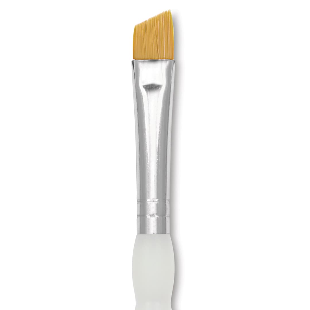 Open in modal - Royal & Langnickel Soft Grip Golden Taklon Brush - Angular, Short Handle, Size 3/8", close-up