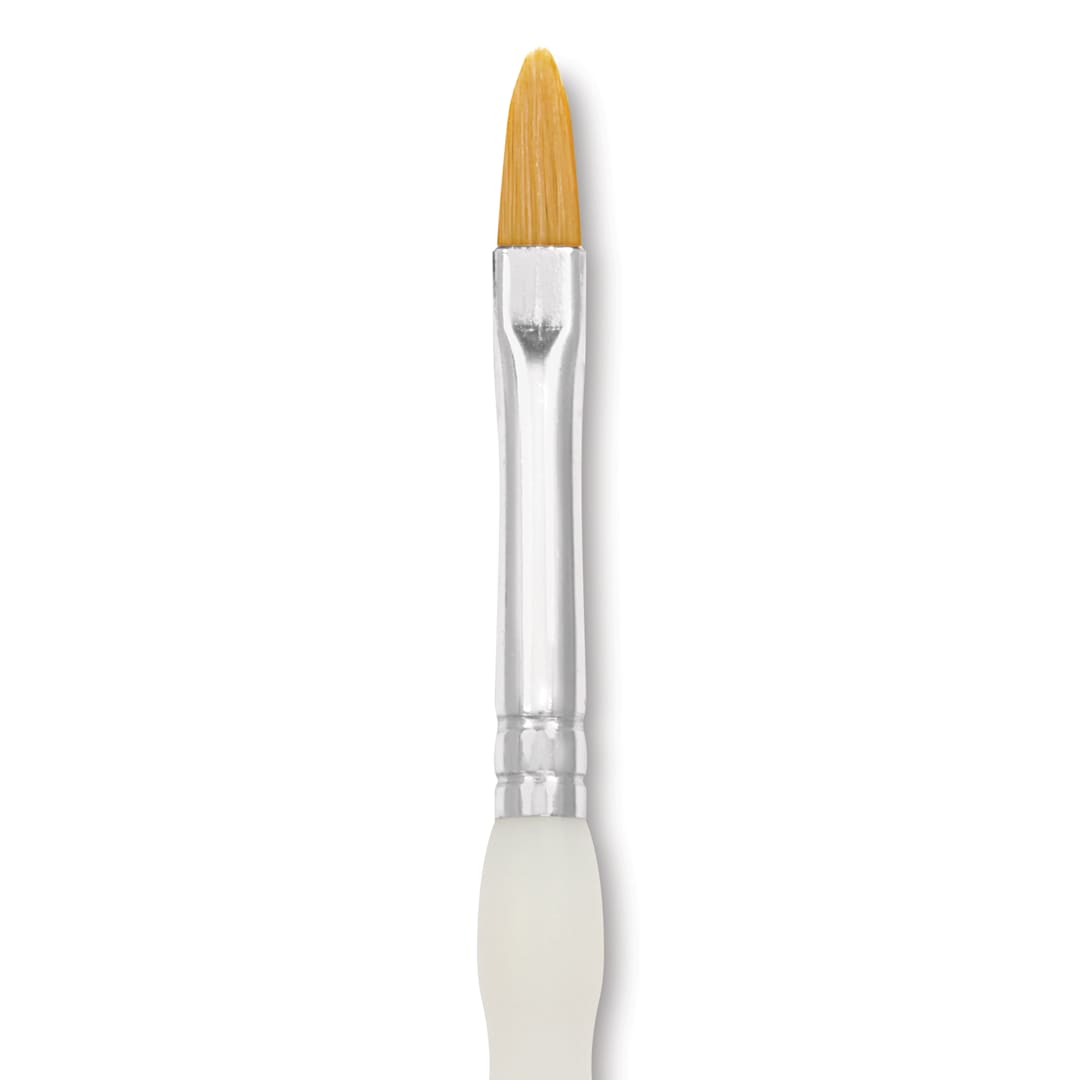 Open in modal - Royal & Langnickel Soft Grip Golden Taklon Brush - Filbert, Short Handle, Size 4, close-up