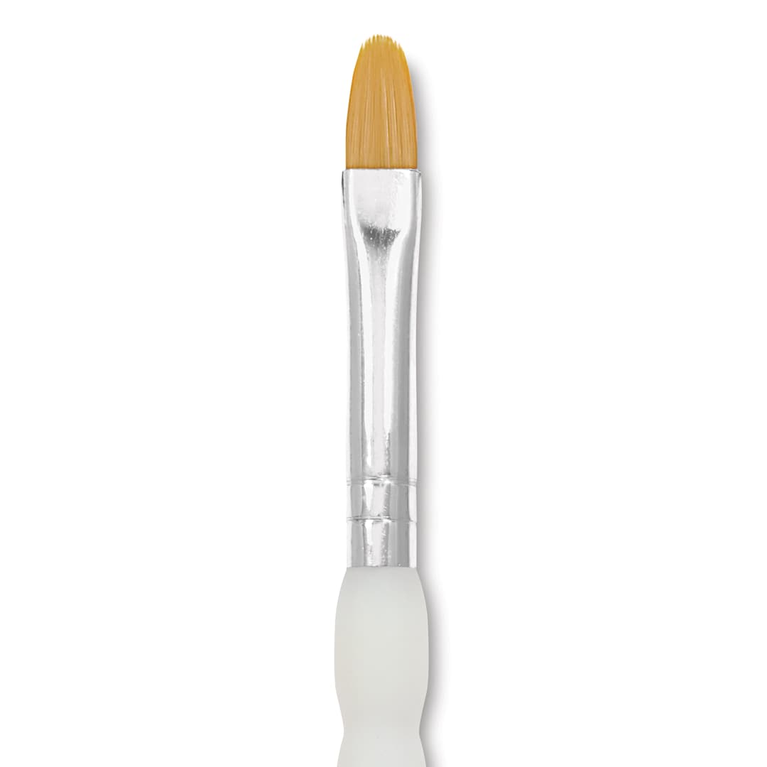Open in modal - Royal & Langnickel Soft Grip Golden Taklon Brush - Filbert, Short Handle, Size 8, close-up