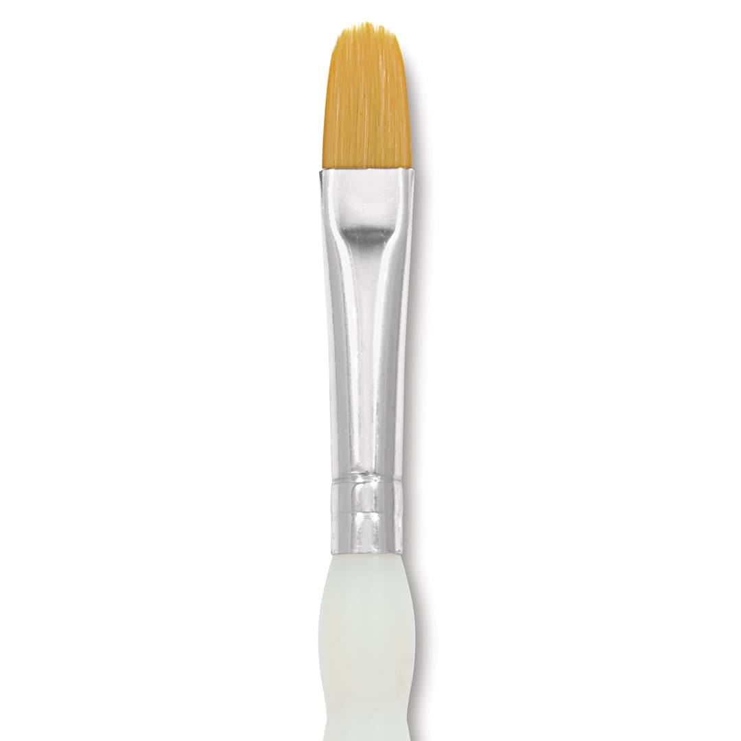 Open in modal - Royal & Langnickel Soft Grip Golden Taklon Brush - Filbert, Short Handle, Size 10, close-up