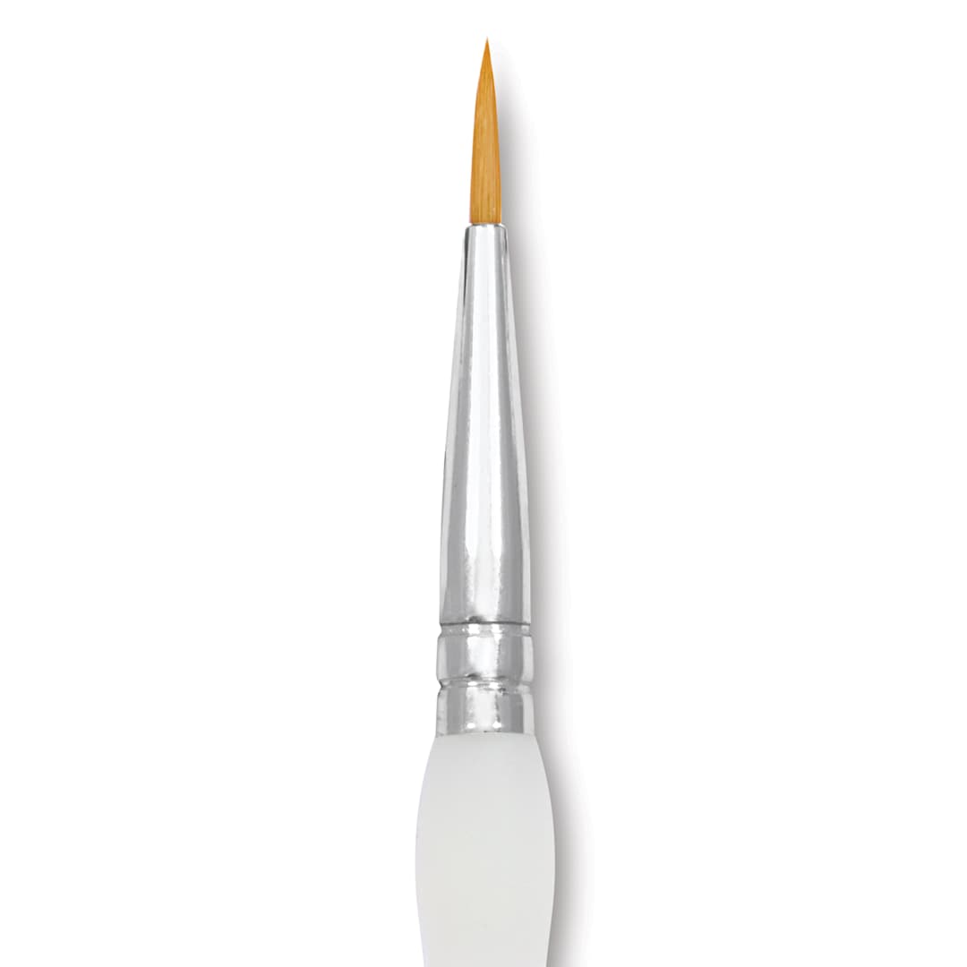 Open in modal - Royal & Langnickel Soft Grip Golden Taklon Brush - Round, Short Handle, Size 2, close-up
