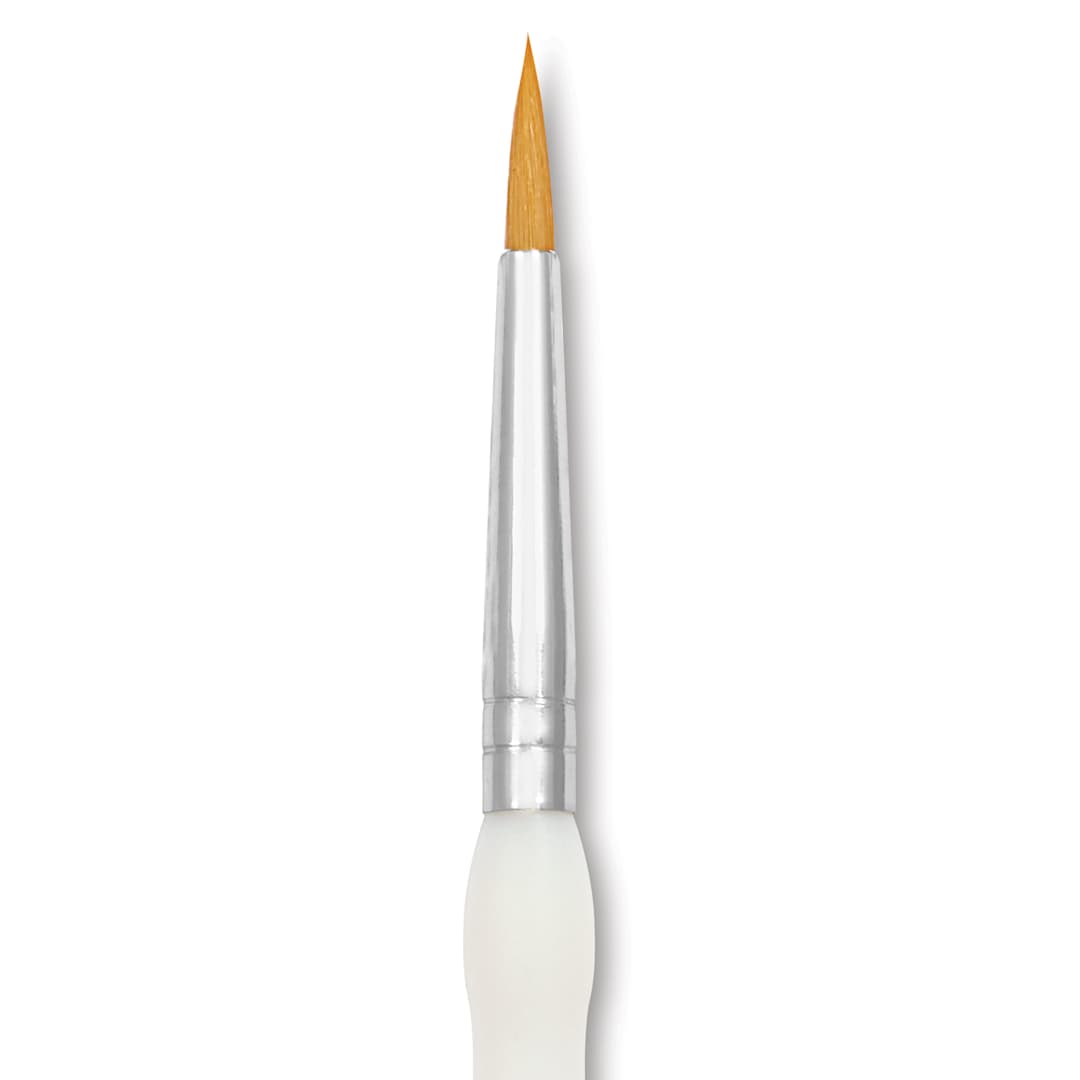 Open in modal - Royal & Langnickel Soft Grip Golden Taklon Brush - Round, Short Handle, Size 3, close-up