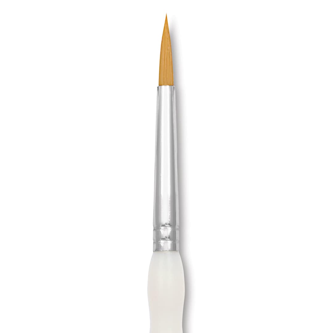 Open in modal - Royal & Langnickel Soft Grip Golden Taklon Brush - Round, Short Handle, Size 5, close-up
