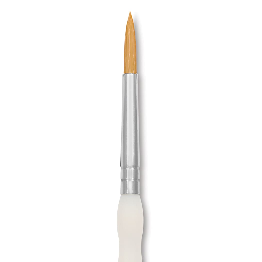 Open in modal - Royal & Langnickel Soft Grip Golden Taklon Brush - Round, Short Handle, Size 6, close-up