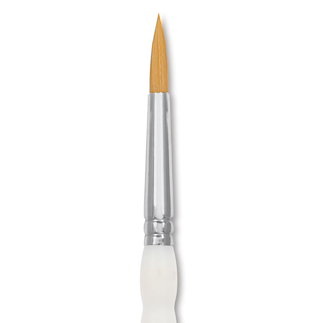 Open in modal - Royal & Langnickel Soft Grip Golden Taklon Brush - Round, Short Handle, Size 8, close-up