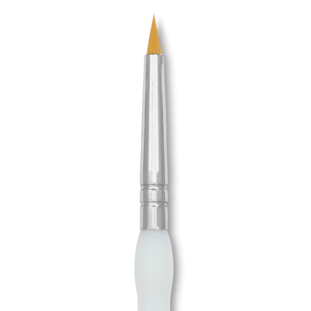 Open in modal - Royal & Langnickel Soft Grip Golden Taklon Brush - Short Round, Short Handle, Size 4, close-up
