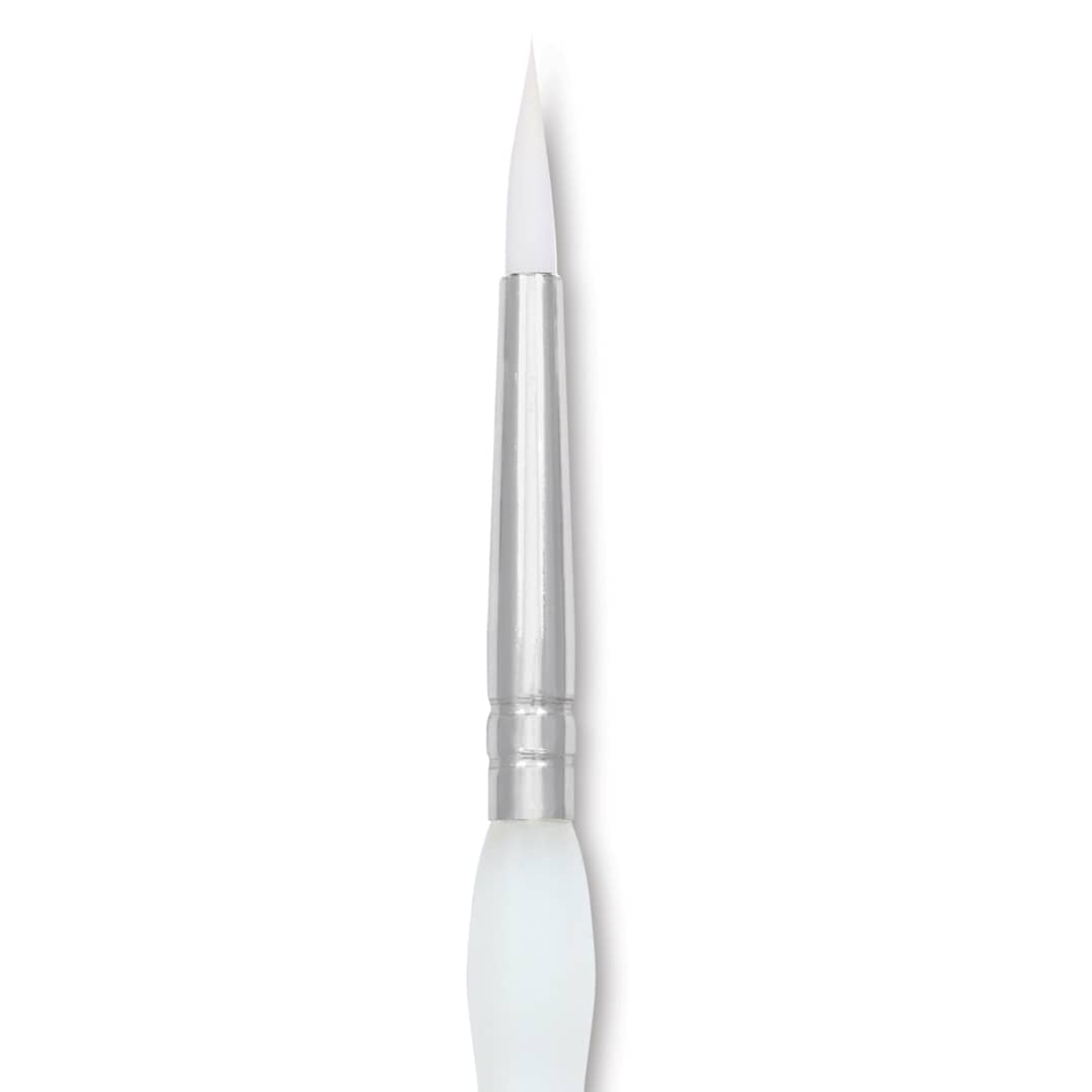 Open in modal - Royal & Langnickel Soft Grip White Taklon Brush - Round, Short Handle, Size 2, close-up