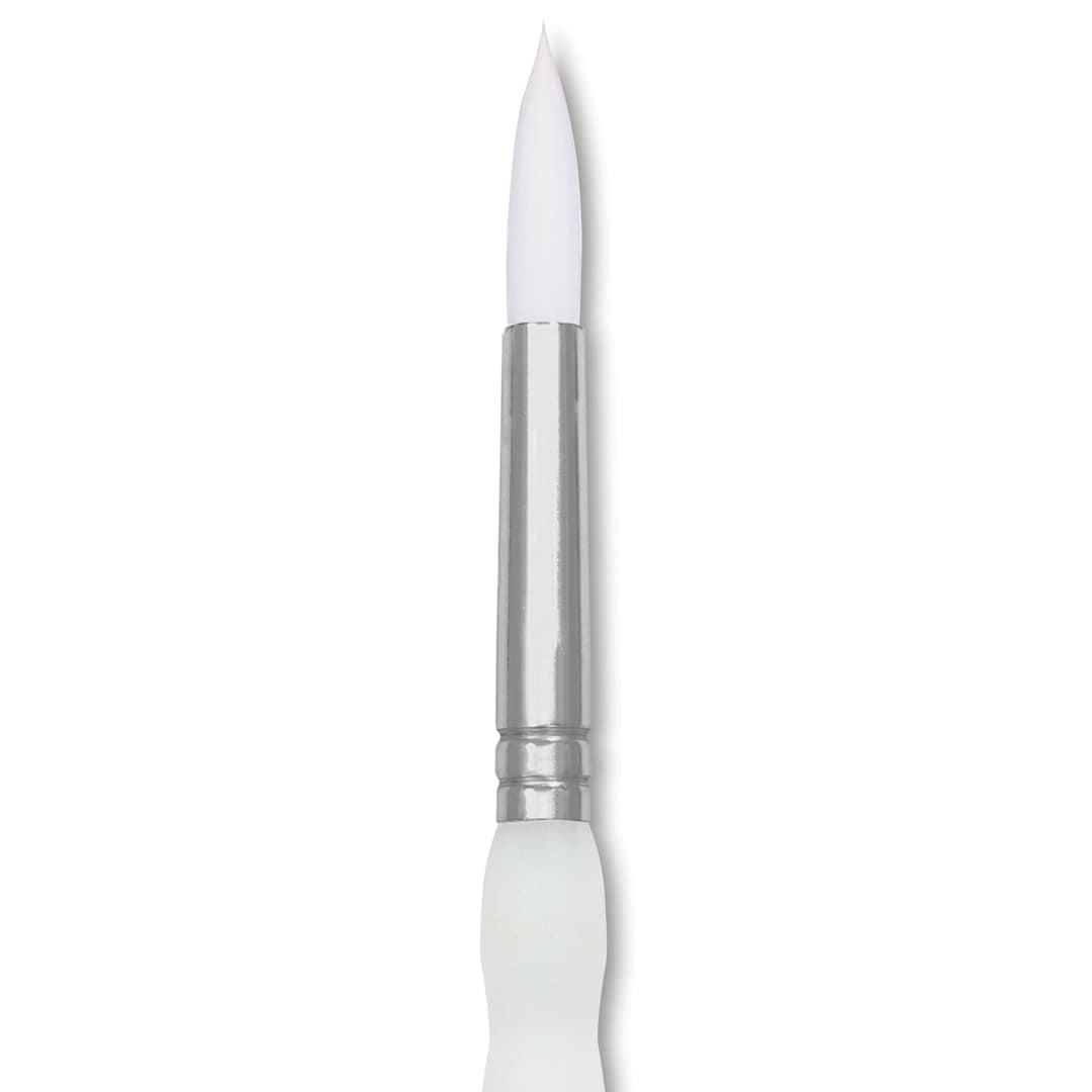 Open in modal - Royal & Langnickel Soft Grip White Taklon Brush - Round, Short Handle, Size 6, close-up