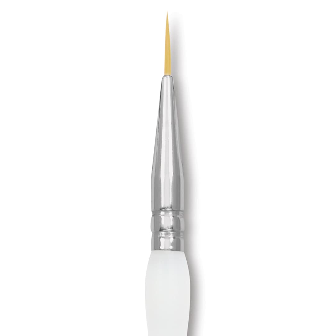 Open in modal - Royal & Langnickel Soft Grip Golden Taklon Brush - Short Liner, Short Handle, Size 0, close-up