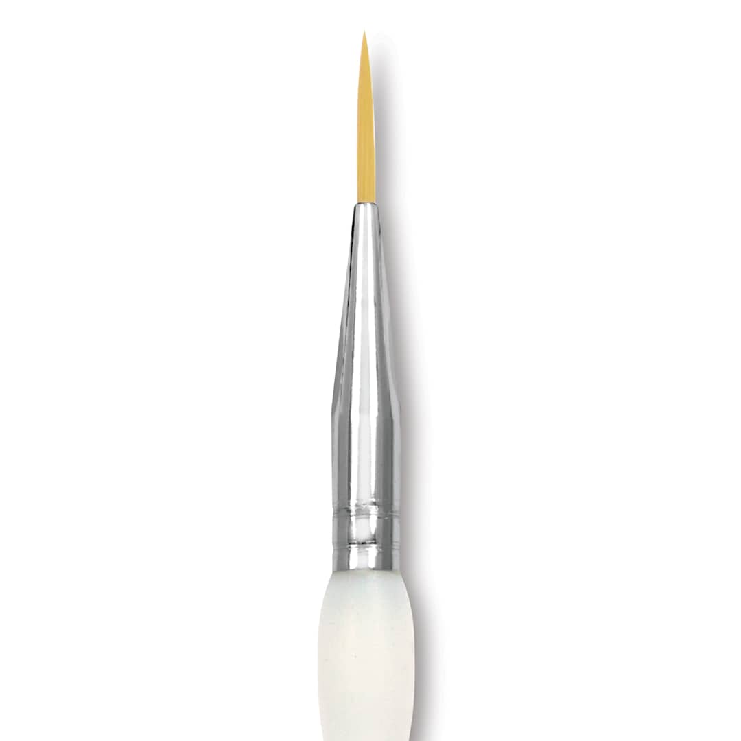 Open in modal - Royal & Langnickel Soft Grip Golden Taklon Brush - Short Liner, Short Handle, Size 2, close-up