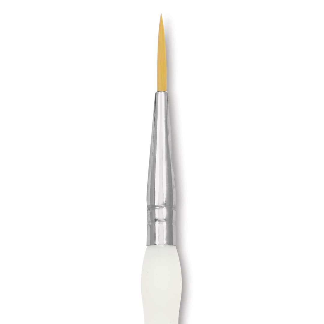 Open in modal - Royal & Langnickel Soft Grip Golden Taklon Brush - Short Liner, Short Handle, Size 4, close-up