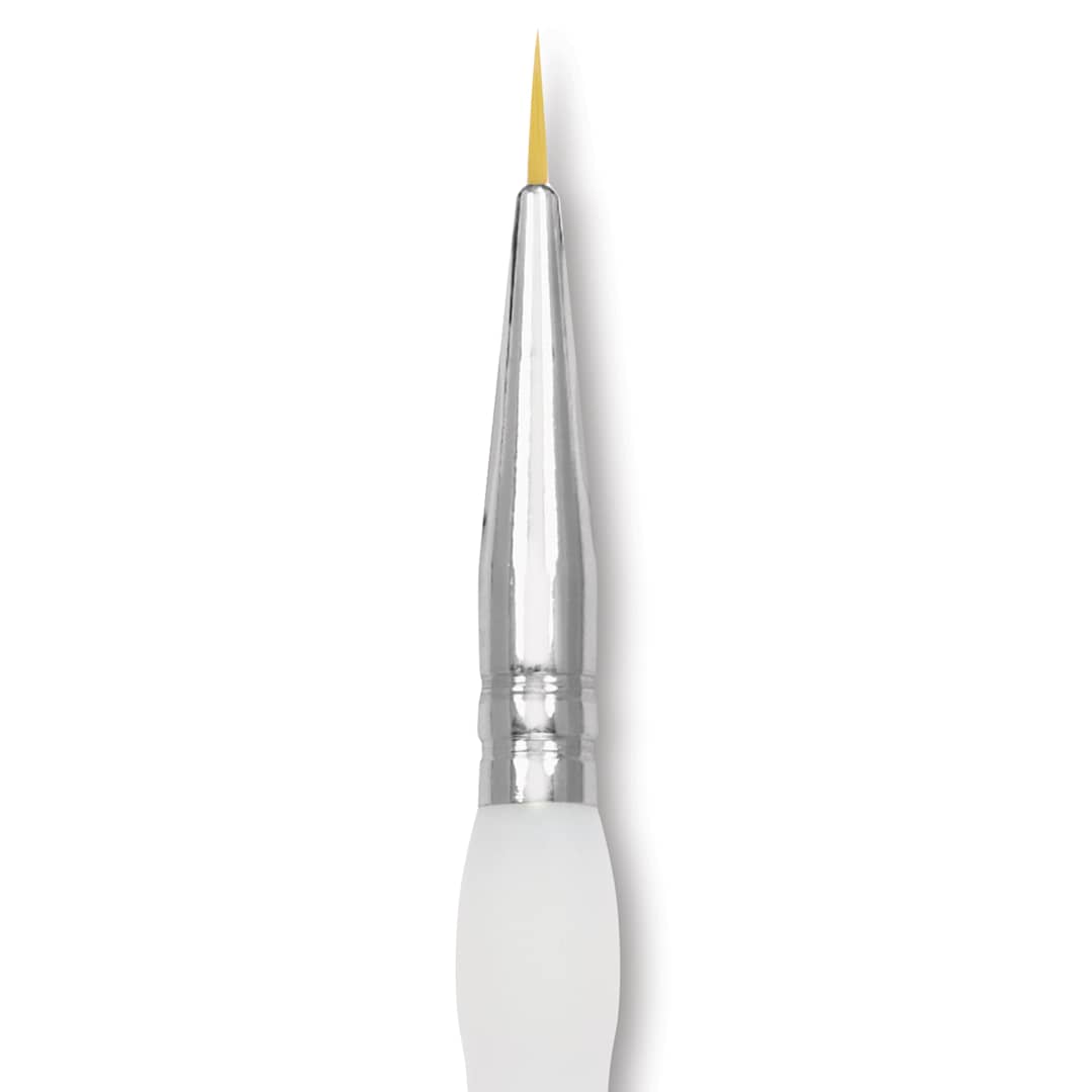 Open in modal - Royal & Langnickel Soft Grip Golden Taklon Brush - Short Liner, Short Handle, Size 10/0, close-up