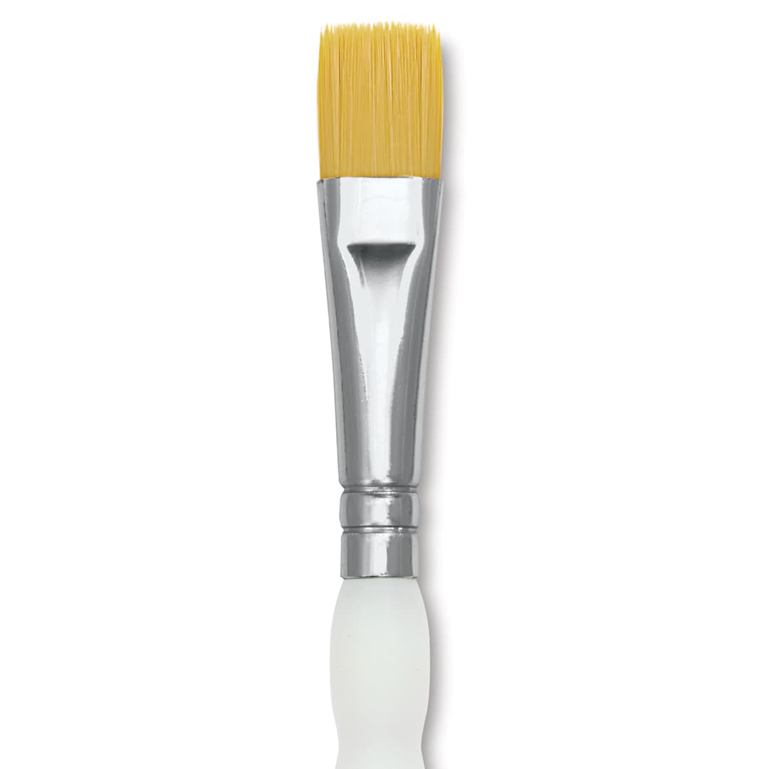 Open in modal - Royal & Langnickel Soft Grip Golden Taklon Brush - Glaze Wash, Short Handle, Size 1/2", close-up