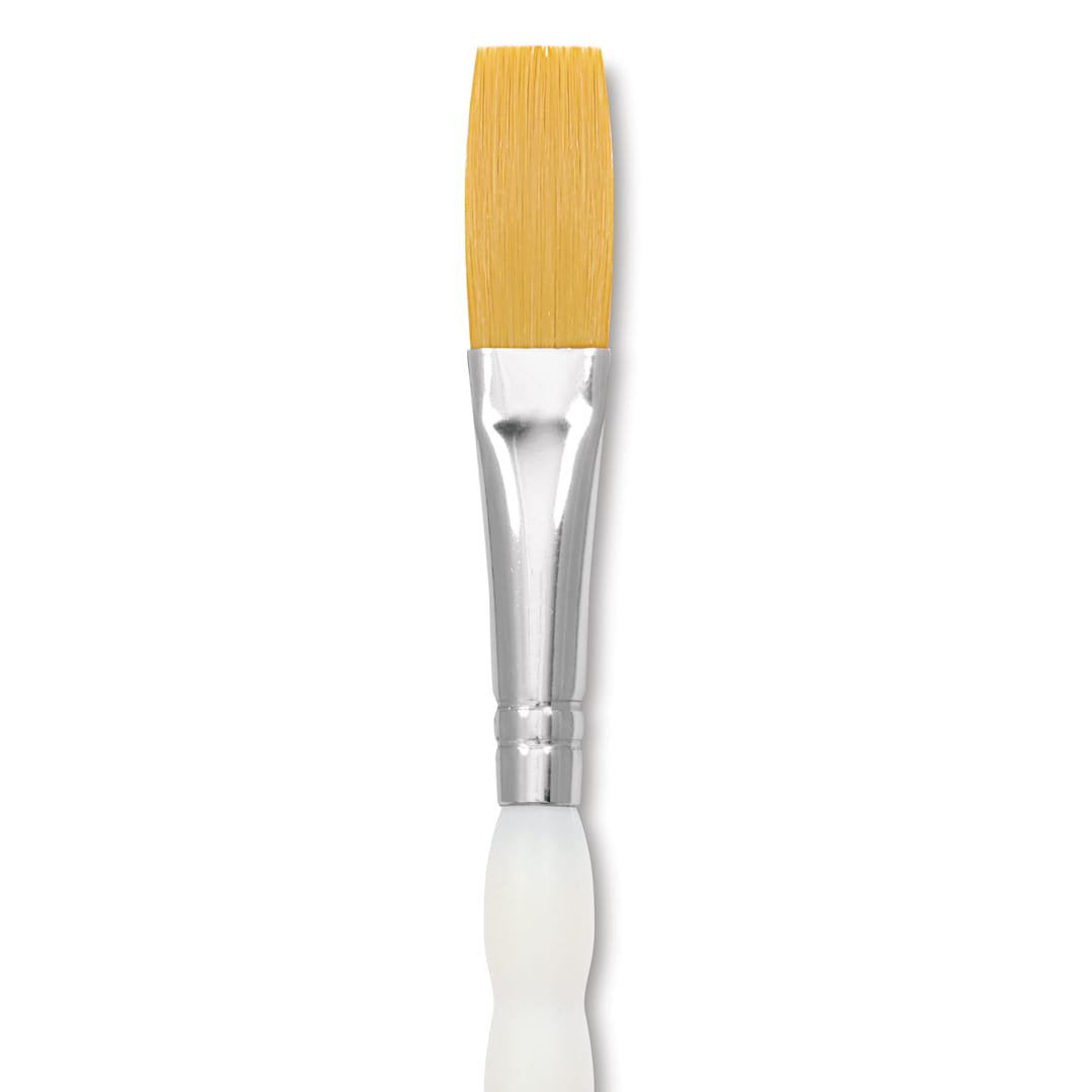 Open in modal - Royal & Langnickel Soft Grip Golden Taklon Brush - Stroke, Short Handle, Size 1/2", close-up