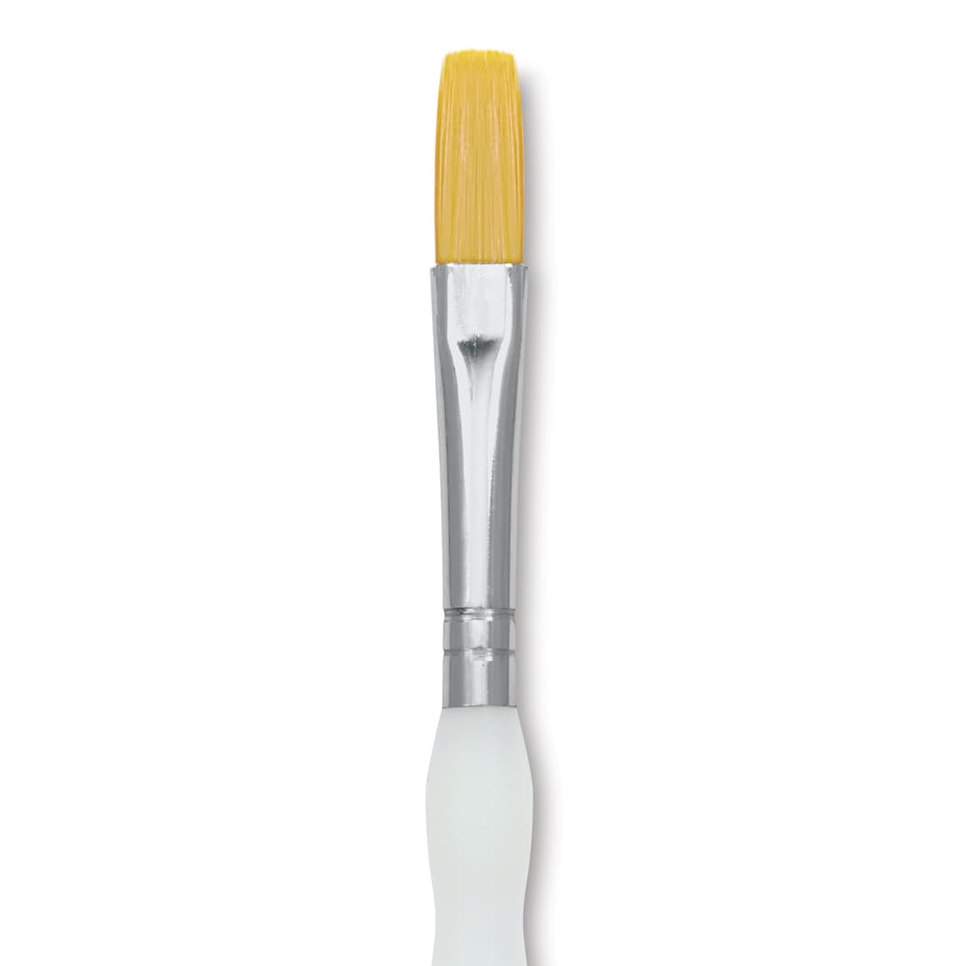 Open in modal - Royal & Langnickel Soft Grip Golden Taklon Brush - Stroke, Short Handle, Size 1/4", close-up