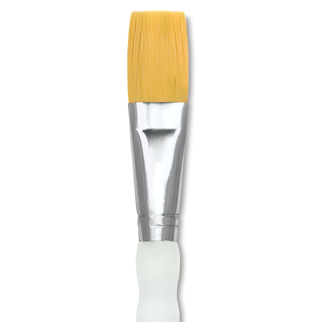 Open in modal - Royal & Langnickel Soft Grip Golden Taklon Brush - Stroke, Short Handle, Size 3/4", close-up