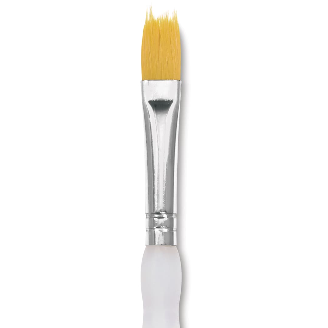 Open in modal - Royal & Langnickel Soft Grip Golden Taklon Brush - Filbert Comb, Short Handle, Size 3/8", close-up