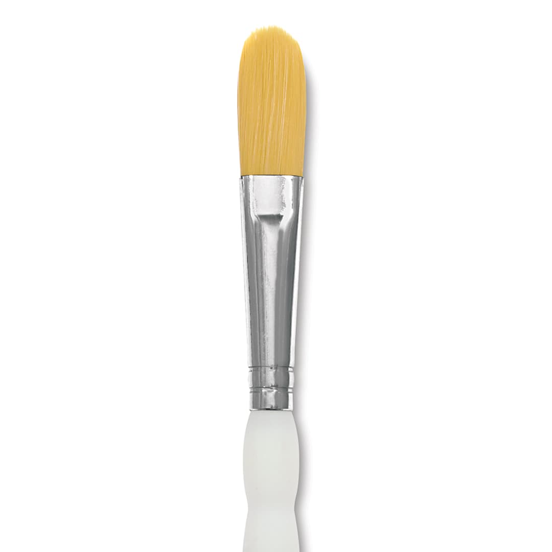 Open in modal - Royal & Langnickel Soft Grip Golden Taklon Brush - Oval Wash, Short Handle, Size 1/2", close-up