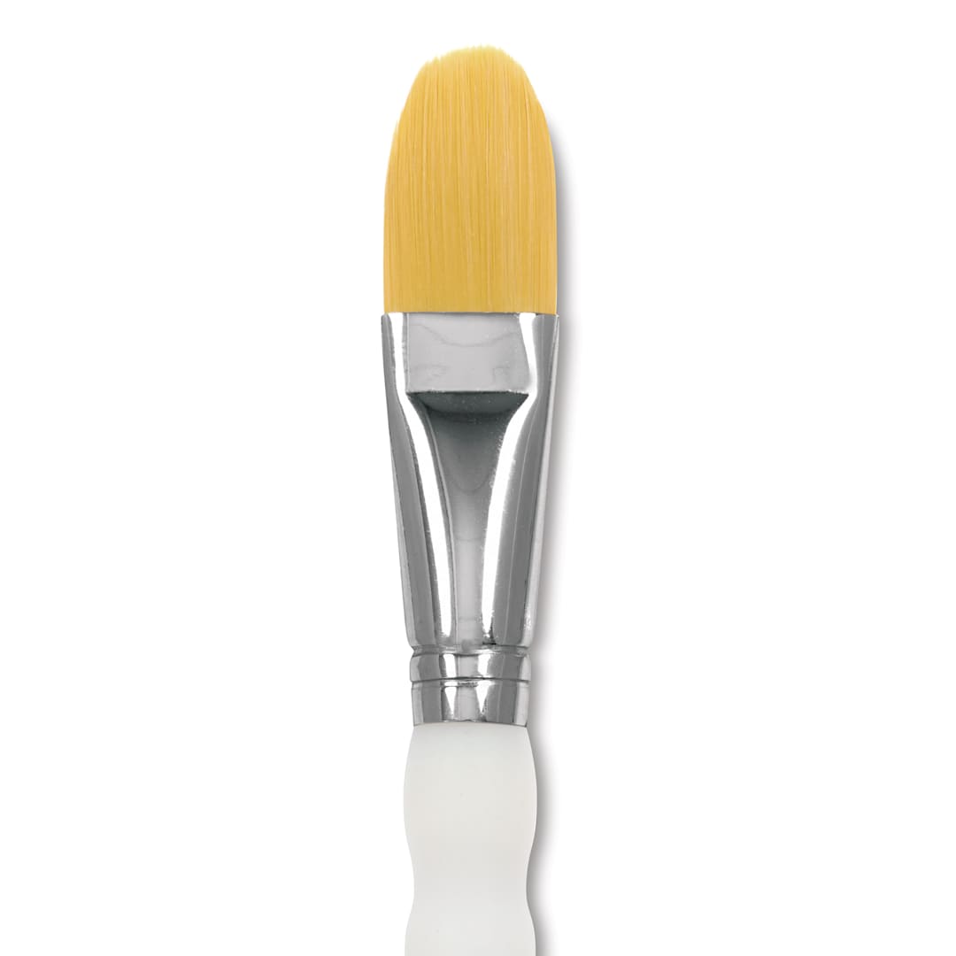 Open in modal - Royal & Langnickel Soft Grip Golden Taklon Brush - Oval Wash, Short Handle, Size 3/4", close-up