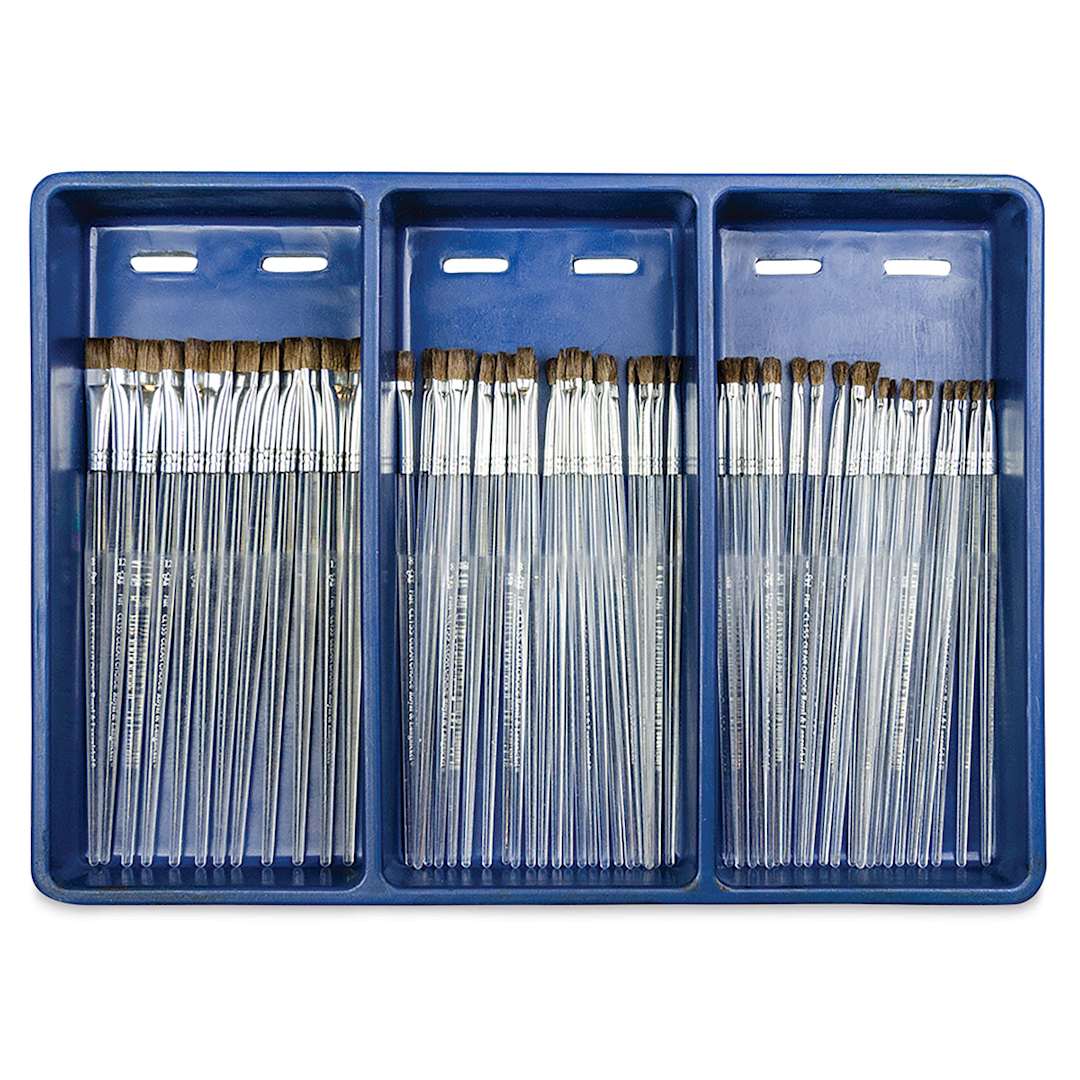Open in modal - Royal Langnickel Clear Choice Brush Set - Soft Natural Hair, Flat, Set of 60, Short Handle (in tray)