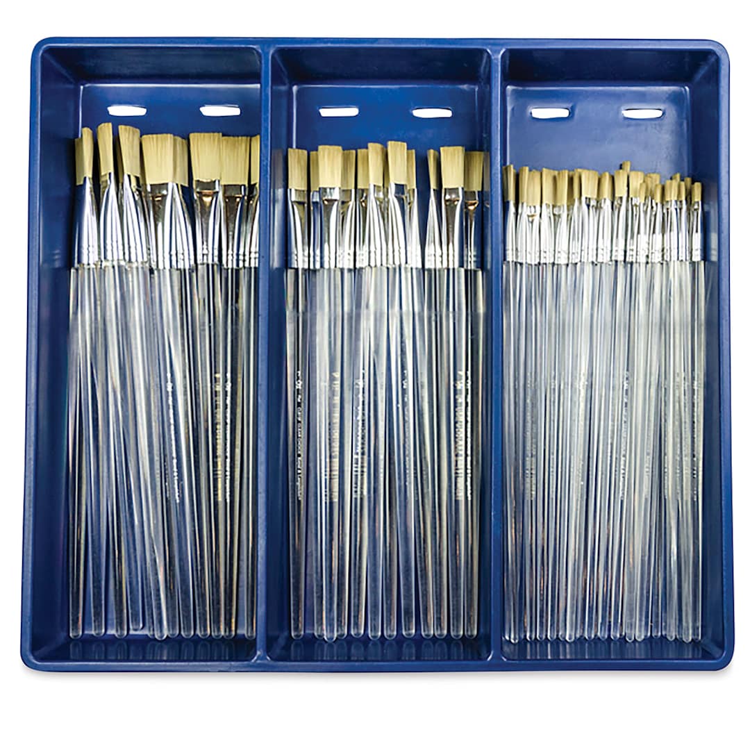 Open in modal - Royal Langnickel Clear Choice Brush Set - Tynex, Flat, Set of 60, Long Handle (in tray)