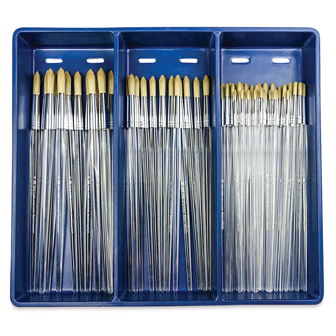 Open in modal - Royal Langnickel Clear Choice Brush Set - Tynex, Round, Set of 60, Long Handle (in tray)
