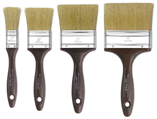 Open in modal - Princeton Natural Bristle Gesso Series 5450 Brushes - each size shown upright for comparison