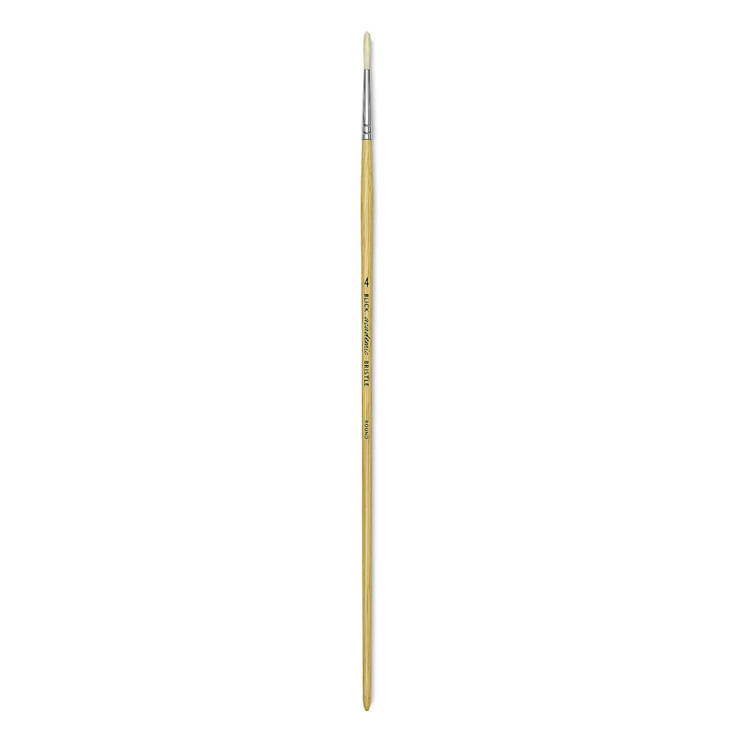 Open in modal - Blick Academic Bristle Brush - Round, Long Handle, Size 4