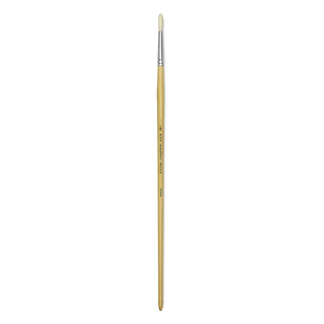 Open in modal - Blick Academic Bristle Brushes - Long handled Round Brush shown upright
