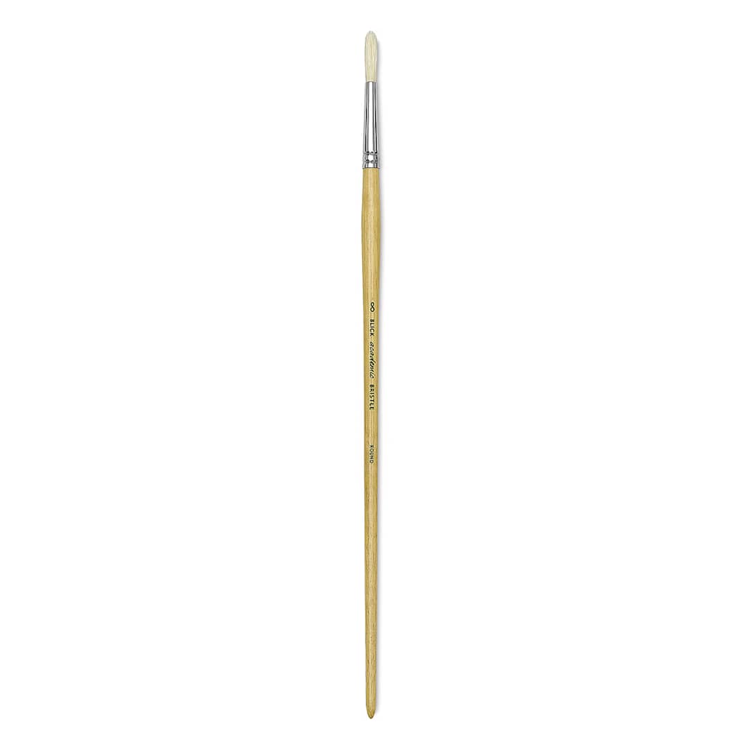 Open in modal - Blick Academic Bristle Brush - Round, Long Handle, Size 8
