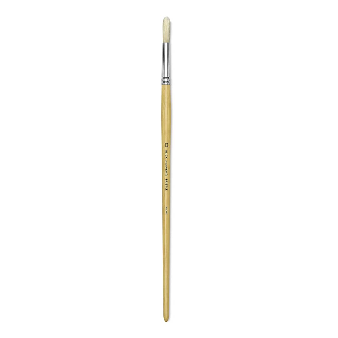 Open in modal - Blick Academic Bristle Brush - Round, Long Handle, Size 12