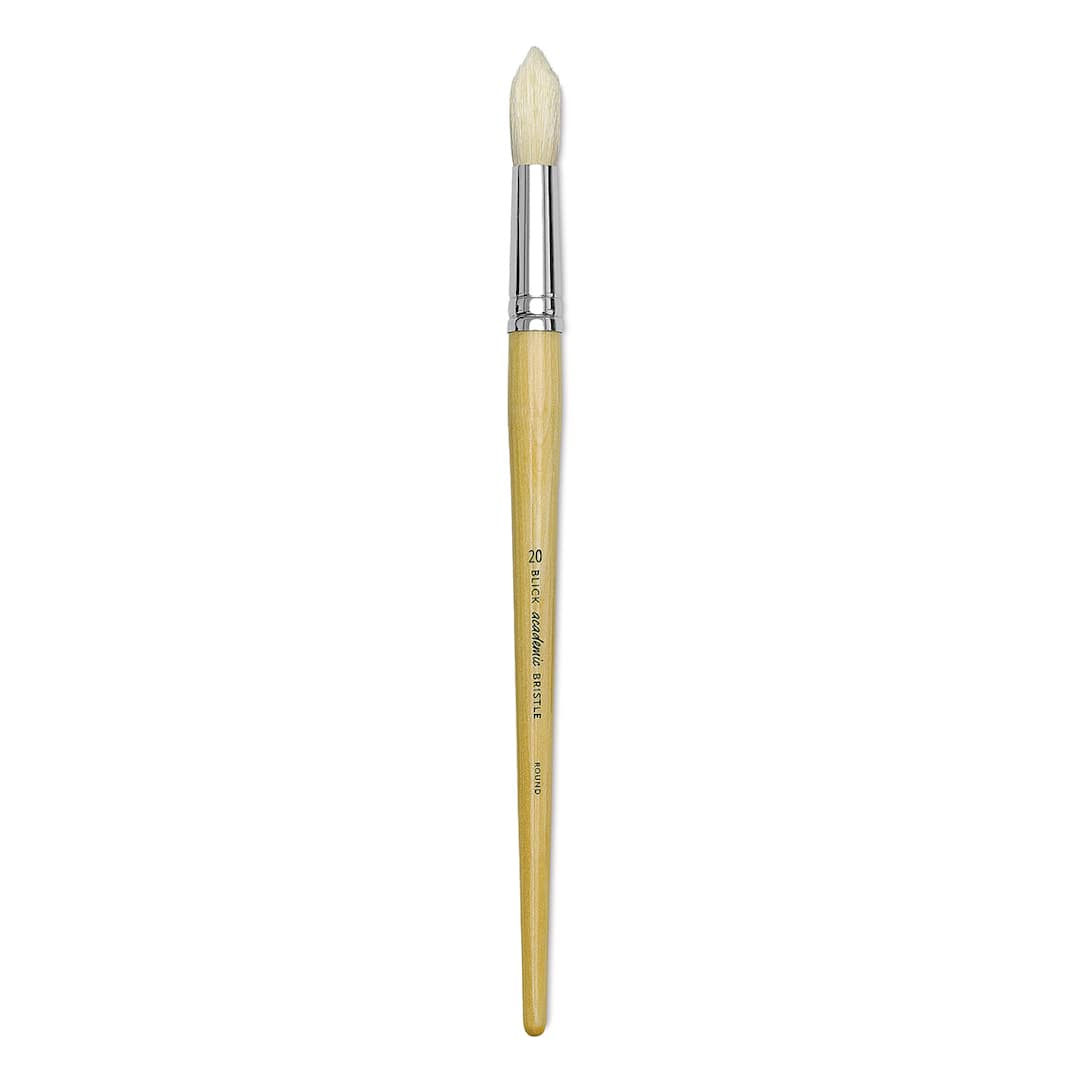 Open in modal - Blick Academic Bristle Brush - Round, Long Handle, Size 20