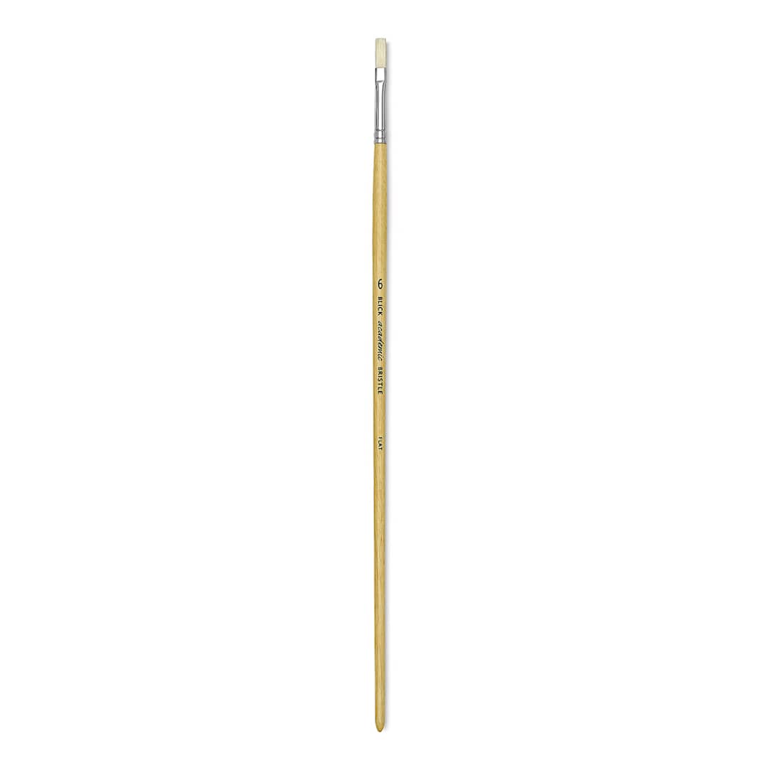 Open in modal - Blick Academic Bristle Brushes - Long handled Flat Brush shown upright
