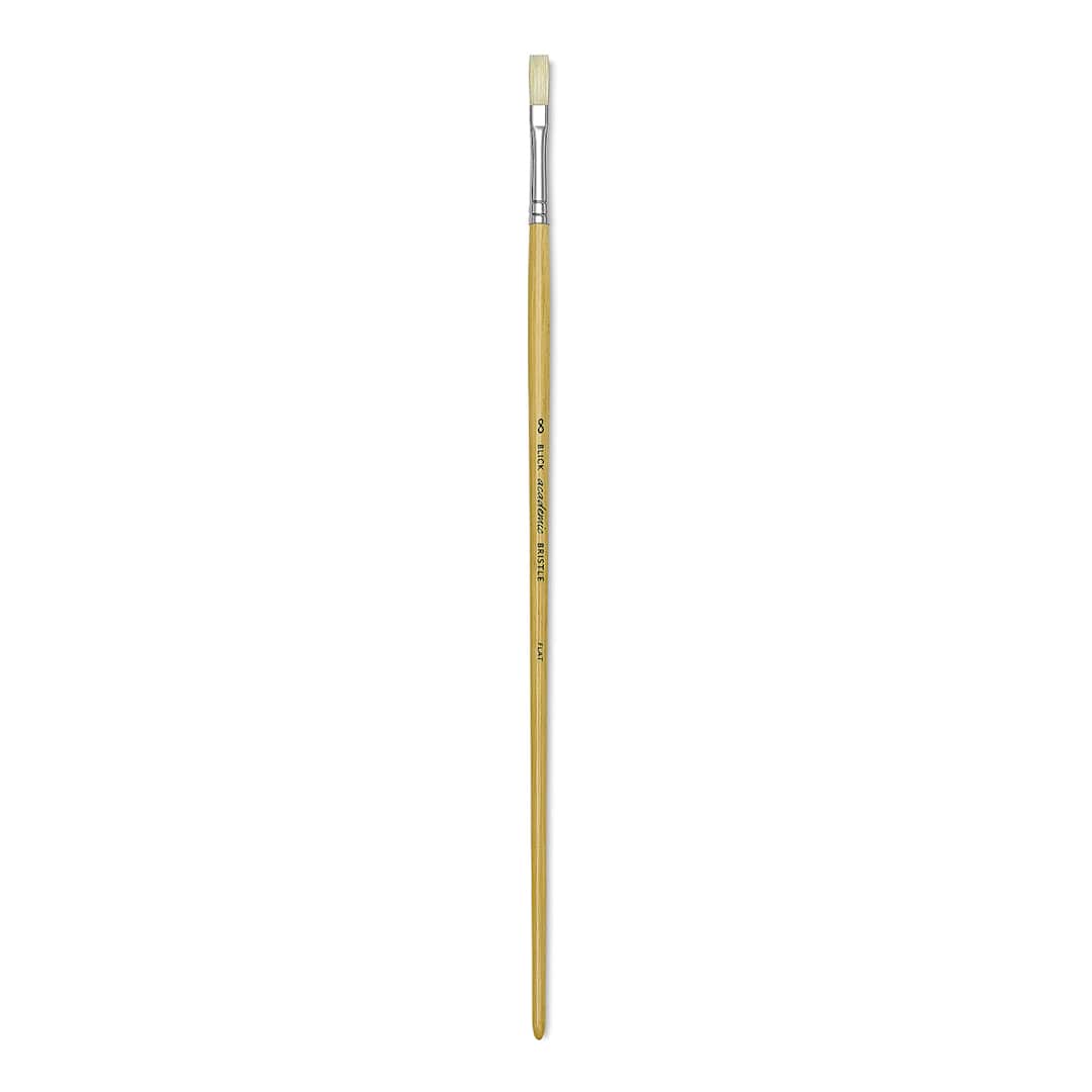Open in modal - Blick Academic Bristle Brush - Flat, Long Handle, Size 8