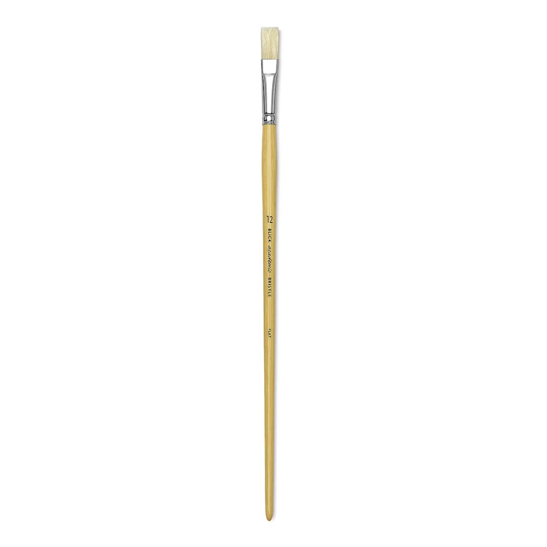 Open in modal - Blick Academic Bristle Brush - Flat, Long Handle, Size 12