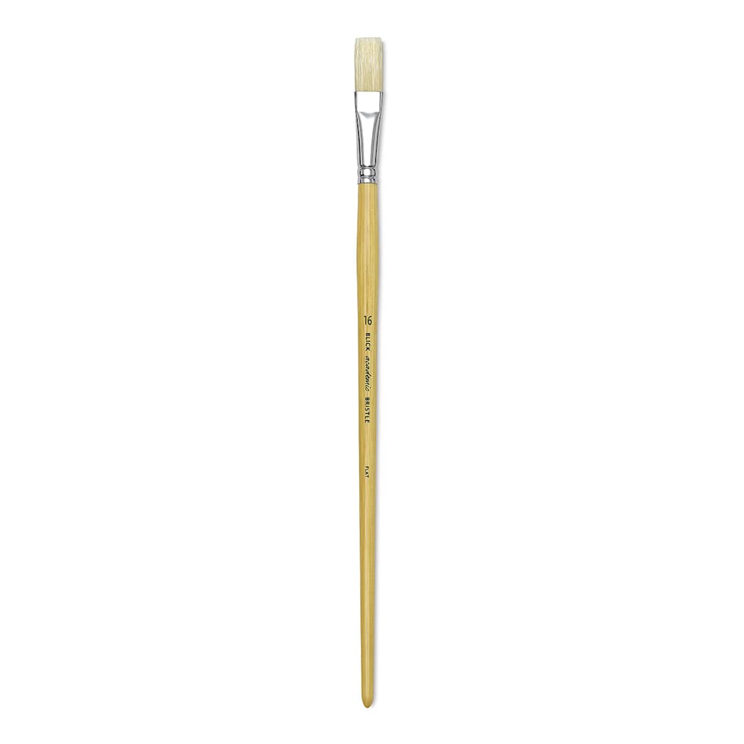 Open in modal - Blick Academic Bristle Brush - Flat, Long Handle, Size 16