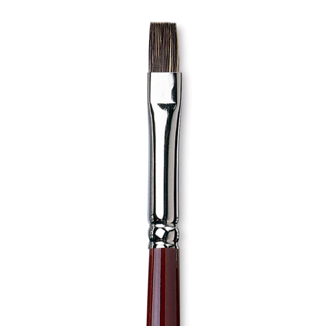 Open in modal - Da Vinci Black Sable Brush - Bright, Long Handle, Size 6 close up
