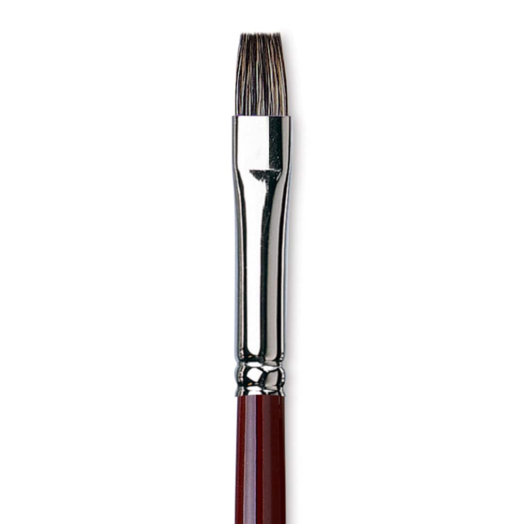 Open in modal - Da Vinci Black Sable Brush - Bright, Long Handle, Size 8 close up