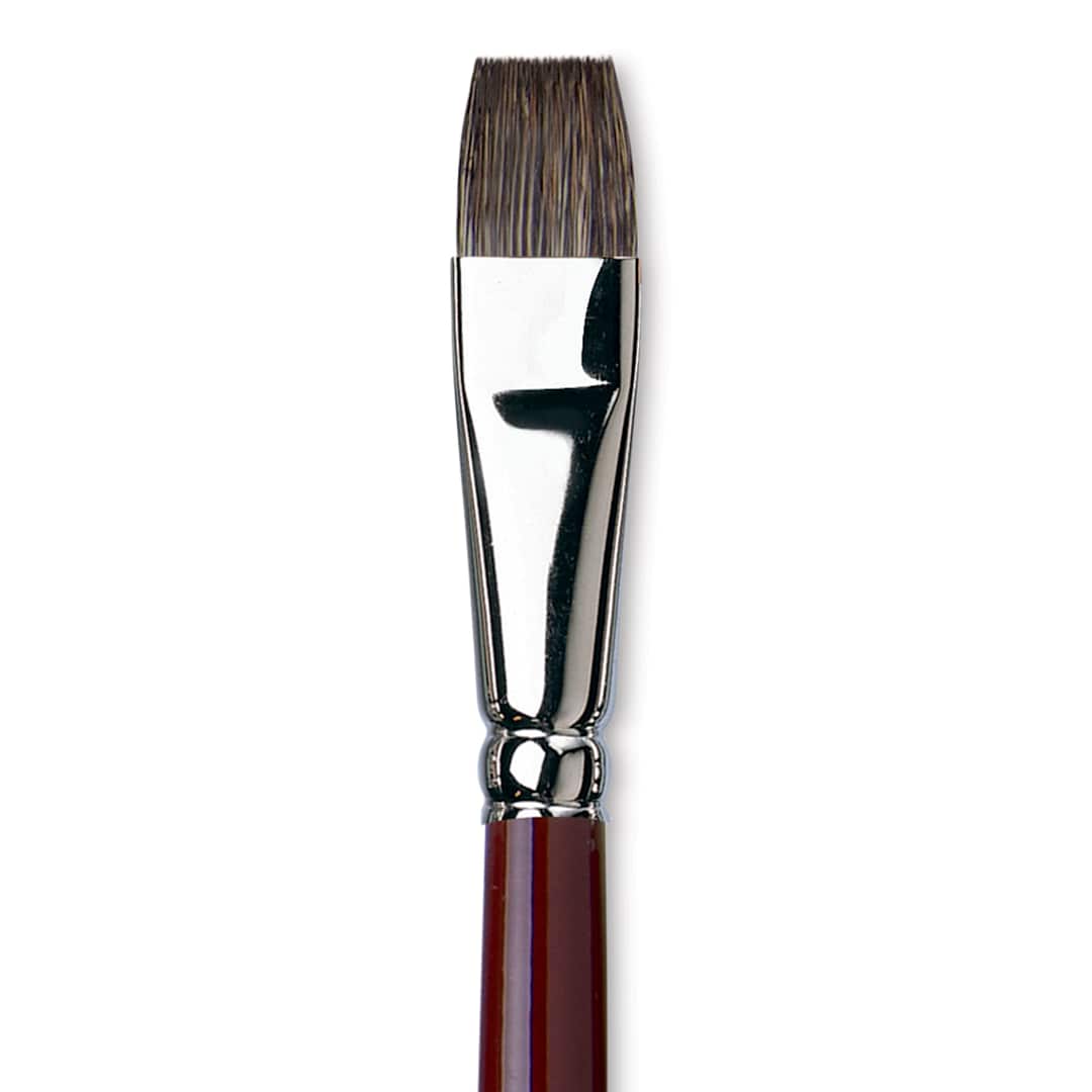 Open in modal - Da Vinci Black Sable Brush - Bright, Long Handle, Size 14 close up