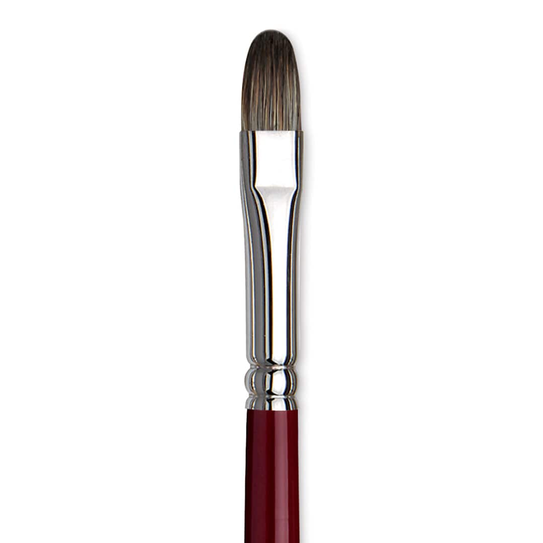 Open in modal - Da Vinci Black Sable Brush - Regular Filbert, Long Handle, Size 10 close up