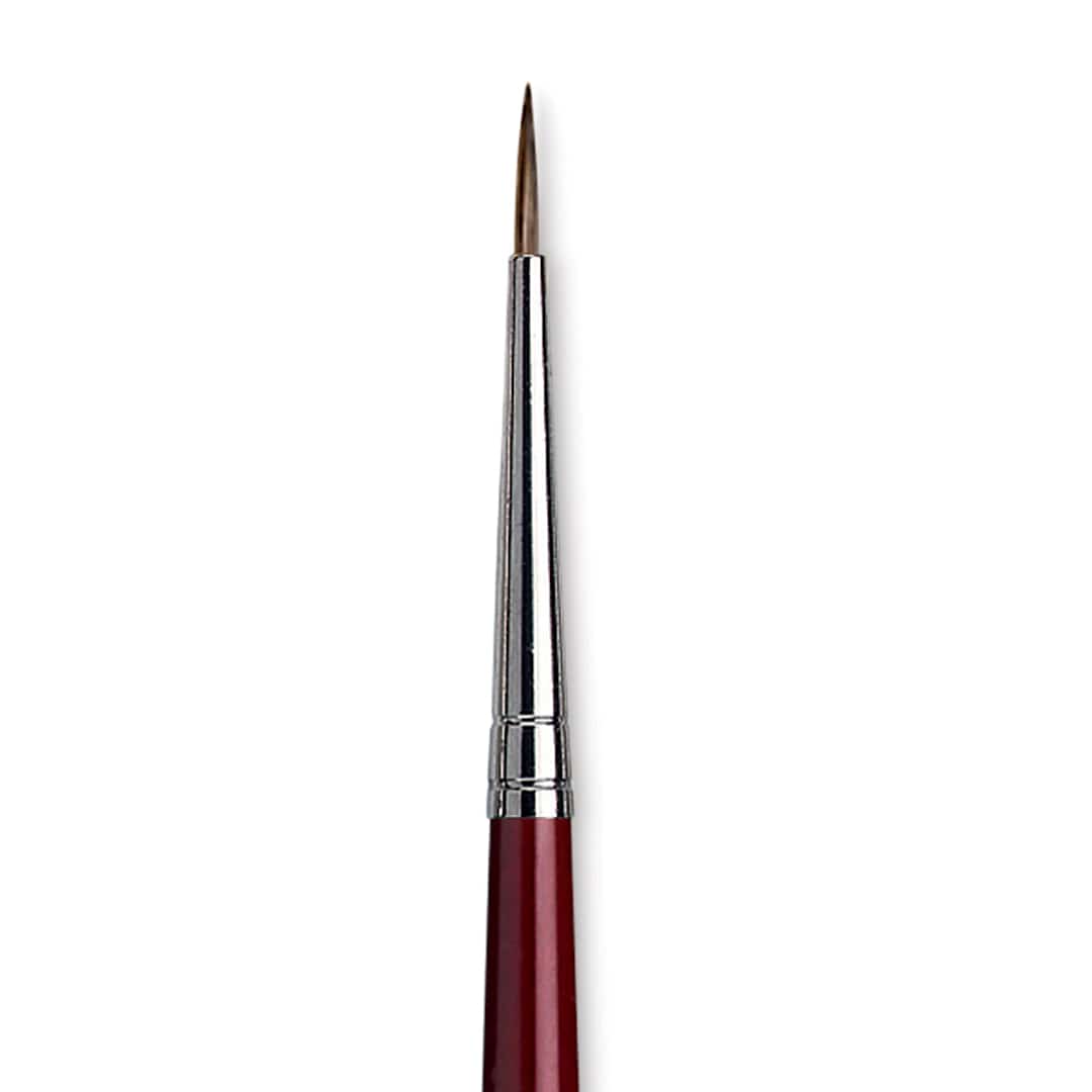 Open in modal - Da Vinci Black Sable Brush - Round, Long Handle, Size 2 close up