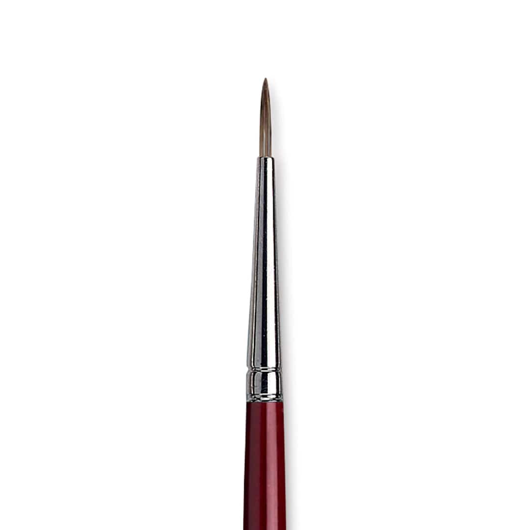 Open in modal - Da Vinci Black Sable Brush - Round, Long Handle, Size 4 close up