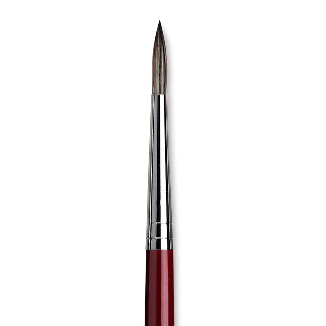Open in modal - Da Vinci Black Sable Brush - Round, Long Handle, Size 10 close up