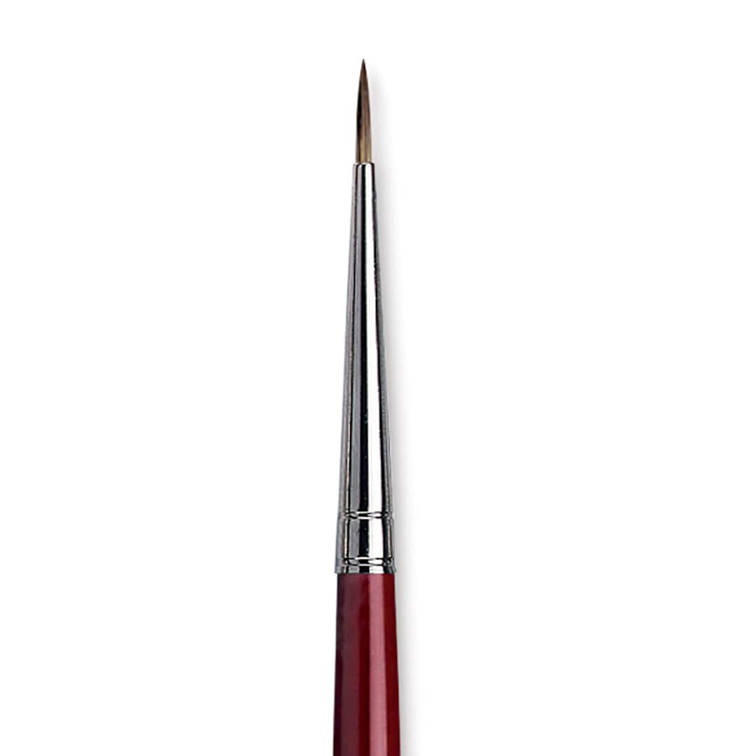 Open in modal - Da Vinci Black Sable Brush - Round, Long Handle, Size 2/0 close up